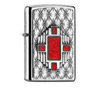 Zippo - Briquet Tempête Motif Losange Rouge, Chrome Poli, Impression Emblem, Rechargeable, Réutilisable, Coupe-vent, Coffret Cadeau, Fabriqué Aux États-Unis