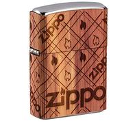 Zippo Briquet tempête - Motif Losanges Woodchuck - Emblème - Street Chrome - Rechargeable - Réutilisable - Design Coupe-Vent - Boîte Cadeau - Fabriqué aux États-Unis