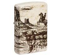 Zippo - Briquet Tempête Motif Scène du Far West, 540°, Impression Color Image, Rechargeable, Réutilisable, Coupe-Vent, Coffret Cadeau, Fabriqué Aux États-Unis
