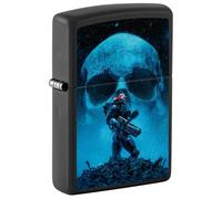Zippo - Briquet Tempête Motif Soldat De L'Espace, Noir Mat, Lumière Noire, Rechargeable, Réutilisable, Coupe-vent, Coffret Cadeau, Fabriqué Aux États-Unis