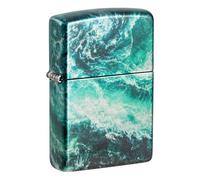 Zippo - Briquet Tempête Motif Vague Scélérate, 540° Chrome Vieilli, Impression Fusion, Rechargeable, Réutilisable, Coupe-Vent, Coffret Cadeau, Fabriqué Aux États-Unis