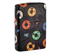 Zippo - Briquet Tempête Motif Vinyles Rétro, 540°, Impression Color Image, Rechargeable, Réutilisable, Coupe-vent, Coffret Cadeau, Fabriqué Aux États-Unis