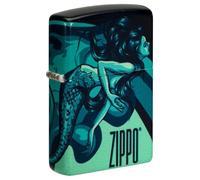 Zippo - Briquet Tempête Motif Zippo Et Sirène, 540 °, Impression Color Image, Rechargeable, Réutilisable, Coupe-Vent, Coffret Cadeau, Fabriqué Aux États-Unis