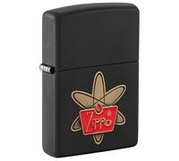 Zippo - Briquet Tempête Motif Zippo Rétro, Noir Mat, Impression Emblem, Rechargeable, Réutilisable, Coupe-Vent, Coffret Cadeau, Fabriqué Aux États-Unis