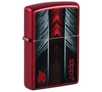 Zippo - Briquet Tempête Motif Zippo Rouge Et Gris, Rouge (Candy Apple Red), Impression Color Image, Rechargeable, Réutilisable, Coupe-vent, Coffret Cadeau, Fabriqué Aux États-Unis