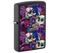 Zippo Briquet original - Champignon psychédélique/tête de mort - Édition champignon - Glow in the Dark sur noir mat