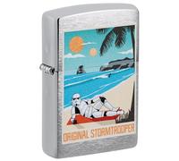 Zippo Briquet Tempête - Original Stormtrooper Beach - Brushed Chrome - Rechargeable - Réutilisable - Design Coupe-Vent - Coffret Cadeau - Fabriqué aux États-Unis