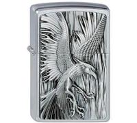 Zippo Briquet tempête - Phénix en feu - Chrome brossé - Emblème - Rechargeable - Réutilisable - Design Coupe-Vent - Boîte Cadeau - Fabriqué aux États-Unis