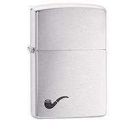Zippo Briquet tempête - Pipe, Chrome brossé, Image Couleur - Rechargeable - Réutilisable - Design Coupe-Vent - Boîte Cadeau - Fabriqué aux États-Unis