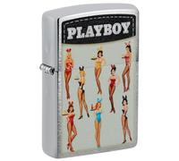 Zippo Briquet tempête Playboy, chrome brossé, image couleur, rechargeable, réutilisable, design coupe-vent, boîte cadeau, fabriqué aux États-Unis