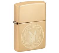 Zippo Briquet tempête Playboy Laiton Brillant, Gravure Laser Fancy Fill - Rechargeable - Réutilisable - Design Coupe-Vent - Boîte Cadeau - Fabriqué aux États-Unis