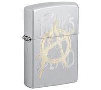 Zippo Briquet Tempête - Punk's Not Dead - Chrome Satiné, Gravure Laser - Rechargeable - Réutilisable - Design Coupe-Vent - Coffret Cadeau Fabriqué aux États-Unis