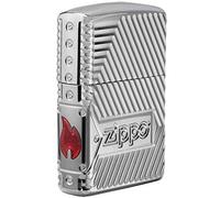 Zippo - Briquet Tempête, Rainuré (Bolts Special), Chromé Poli Miroir, Incrustation MultiCut-Epoxy, Rechargeable, Réutilisable, Résistant Au Vent, Coffret Cadeau, Fabriqué Aux États-Unis