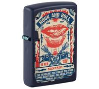 Zippo Windproof Lighter - Rock and Roll Poster Design Navy Matte - Rechargeable à Vie - boîte Cadeau - Construction métallique - Made in USA