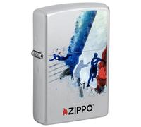 Zippo Briquet tempête - Rugby - Chrome satiné - Image Couleur - Rechargeable - Réutilisable - Design résistant au Vent - Boîte Cadeau - Fabriqué aux États-Unis