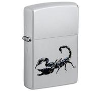 Zippo Briquet tempête Scorpion, chrome satiné, image couleur, rechargeable, réutilisable, design coupe-vent, boîte cadeau, fabriqué aux États-Unis