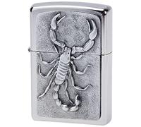 Zippo – Briquet Scorpion – Chrome satiné, Tempête coupe-vent rechargeable – Boîte cadeau