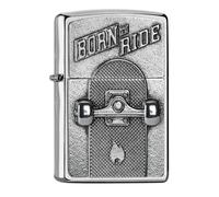 Zippo Briquet Tempête - Skateboard - Rechargeable - Coffret Cadeau - Métal - Fabriqué aux USA, Argent