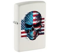 Zippo Briquet Tempête - Skull Flag Design - Rechargeable - Coffret Cadeau - Métal - Fabriqué aux USA, Blanc