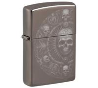 Zippo Briquet tempête Skull Mandala, mandala crâne, Black Ice, image photo, rechargeable, réutilisable, design coupe-vent, boîte cadeau, fabriqué aux États-Unis