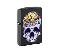 Zippo Briquet Tempête - Skull Moon - Noir Mat, Effet Lumière Noire - Rechargeable - Réutilisable - Design Coupe-Vent - Coffret Cadeau - Fabriqué aux États-Unis
