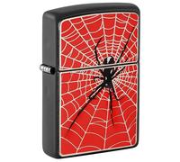 Zippo Briquet tempête - Spider Web Red - Noir Mat - Emblème - Rechargeable - Réutilisable - Design Coupe-Vent - Boîte Cadeau - Fabriqué aux États-Unis