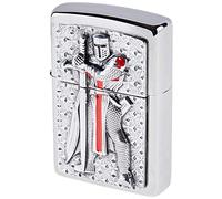 Zippo Briquet TEMPLER II – Chrome brossé, Emblème, Tempête, Rechargeable, Boîte cadeau