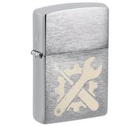 Zippo Briquet tempête Tools, outils, chrome brossé, gravure laser, rechargeable, réutilisable, design coupe-vent, boîte cadeau, fabriqué aux États-Unis