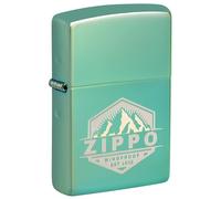 Zippo Briquet tempête - Vert Poli Brillant pour l’extérieur, Laser Bicolore - Rechargeable - Réutilisable - Design Coupe-Vent - Boîte Cadeau - Fabriqué aux États-Unis