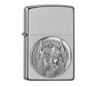 Zippo Briquet tempête Viking, Street Chrome, emblème, rechargeable, réutilisable, design coupe-vent, boîte cadeau, fabriqué aux États-Unis