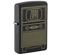 Zippo Briquet tempête Vintage TV, téléviseur vintage , noir mat, gravure laser, rechargeable, réutilisable, design coupe-vent, boîte cadeau, fabriqué aux États-Unis