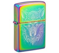 Zippo Briquet tempête Wolf, loup, multicolore, image photo, rechargeable, réutilisable, design coupe-vent, boîte cadeau, fabriqué aux États-Unis