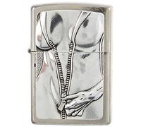 Zippo Briquet tempête - Zipper Girl, Chrome brossé, emblème - Rechargeable - Réutilisable - Design Coupe-Vent - Boîte Cadeau - Fabriqué aux États-Unis