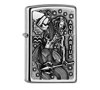 Zippo - Briquet PL 207 Aquarius (Verseau) - Laiton - Coupe-vent - Boîte cadeau