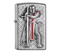 Zippo Briquet Templier II Chevalier Chrome Avec Plaque Briquet Tempête Essence