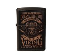 Zippo Briquet Vikings Motto 24L001 Édition Spéciale Unisexe Métal Noir, Accessoire Fumeur Rechargeable à Essence