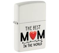 Zippo Briquet Tempête - Best Mom Model - Finition Blanche Mate avec Impression Texturée - Rechargeable - Réutilisable - Design Coupe-Vent - Coffret Cadeau - Fabriqué aux États-Unis
