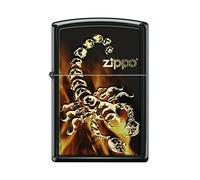 Zippo Briquet coupe-vent 21B001 Golden Scorpion, noir doré, idée cadeau unisexe, rechargeable essence, taille standard