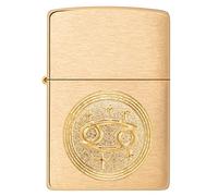 Zippo - Cancer Emblem - Brass Brushed - Essence Briquet Coupe-Vent, Rechargeable, dans Une boîte Cadeau de Haute qualité 60006107