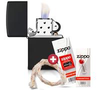 Zippo Coffret Cadeau Briquet Tempête - Finition Noire Mate - Mèche et Pierres - Rechargeable - Réutilisable - Design Coupe-Vent - Coffret Cadeau - Fabriqué aux États-Unis