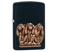 Zippo Coupe-Vent en métal Durable Rechargeable Parfait pour Cigarettes, cigares, Bougies, briquets de Poche, Allume-feu Animaux Unisexe-Adulte, Black, Regular