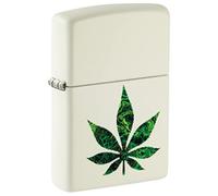 ZIPPO - Design Cannabis Fluorescent - Image en Couleur - Brille dans Le Noir - Briquet Tempête, Rechargeable, dans Une boîte Cadeau Haut de Gamme, Glow in The Dark