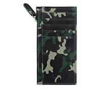 Zippo - Étui À Cartes En Cuir, Vert Camouflé, Étui À Cartes Bancaires Pour Homme Et Femme, 5 Fentes À Cartes, 2 Inserts, 1 Compartiment À Pièces