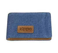 Zippo - Étui À Cartes En Denim, Bleu/marron, Étui À Cartes Bancaires Pour Homme Et Femme, 4 Fentes À Cartes, 3 Inserts