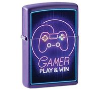 Zippo - Game Design Play & Win - Deep Purple Matte - Color Image- Essence Briquet Coupe-Vent, Rechargeable, dans Une boîte Cadeau de Haute qualité 49157 Taille Unique Gris