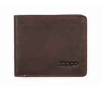 Zippo leather bi fold wallet Please change, 11cm brown