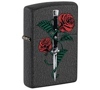 Zippo Lighter, Black Crackle Rose Dagger, One Box