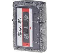 Zippo Briquet Tempête - Modèle Cassette Musicale - Finition Iron Stone avec Color Image - Rechargeable - Réutilisable - Design Coupe-Vent - Coffret Cadeau - Fabriqué aux États-Unis