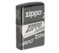 Zippo Logo 360° - Black Ice - Briquet Coupe-Vent, Rechargeable, dans Une boîte Cadeau de Haute qualité, 5,8 x 3,8 x 1,2 cm 49051 Taille Unique Gris