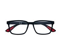 Zippo Lunettes de lecture à touche Soft Touch, faites avec un cadre de lignes douces, idéale pour les hommes et les femmes, dioptrie +1,50, couleur noire, vente aux enchères rouge interne